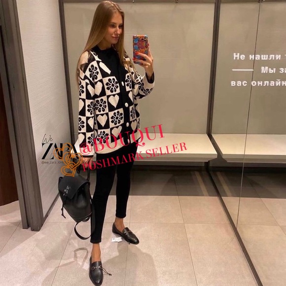 BLOGGERS FAV ZARA V-NECK KNIT JACQUARD JACKET CARDIGAN - Picture 10 of 15